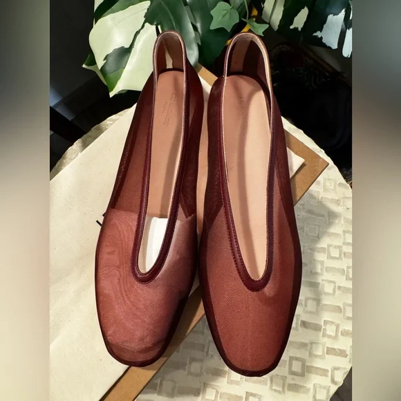 NIB Le Monde Beryl Luna Mesh and leather sole burgundy ballet flat shoes 39 - Picture 3 of 10